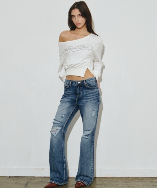 Midnight Move(ミッドナイトムーブ)の「A'GEM/9 × .kom 『MIDNIGHT MOVE/ミッドナイトムーブ』slit mtm/スリットスウェットシャツ(スウェット・レディース・ブラック/アイボリー・FREE)」の3枚目の写真