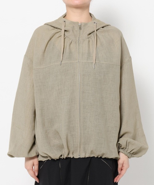 mysty woman（ミスティウーマン）の「シアーフードブルゾン 666530（パーカー・レディース・ベージュ/アイボリー/ブラック・FREE）」の9枚目の写真