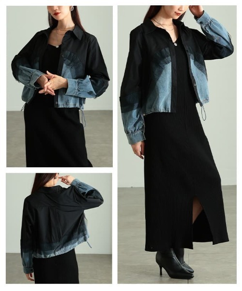 Sawa a la mode（サワアラモード）の「チュールレイヤードデニムドッキングシャツ（シャツ/ブラウス・レディース・ブラック/ホワイト/ブルー・FREE）」の19枚目の写真
