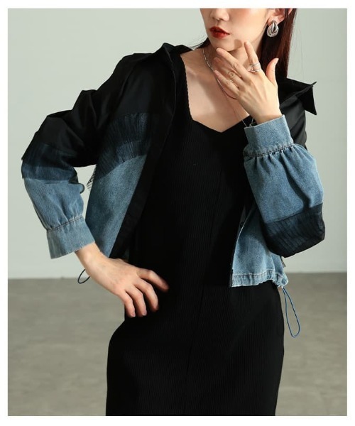 Sawa a la mode（サワアラモード）の「チュールレイヤードデニムドッキングシャツ（シャツ/ブラウス・レディース・ブラック/ホワイト/ブルー・FREE）」の20枚目の写真