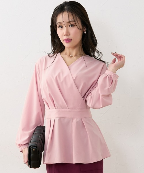 Nissen glamor(ニッセングラマー)の「【大きい胸専用】カシュクール風ブラウス(シャツ/ブラウス・レディース・ピンク/ネイビー/ライトグリーン・3L/LL/L/M/S)」の3枚目の写真