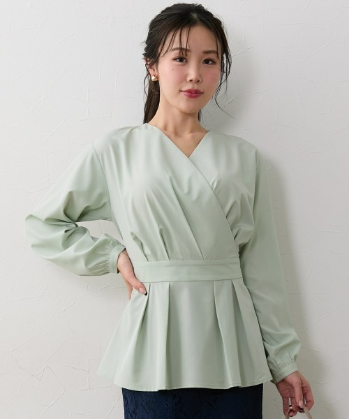 Nissen glamor(ニッセングラマー)の「【大きい胸専用】カシュクール風ブラウス(シャツ/ブラウス・レディース・ピンク/ネイビー/ライトグリーン・3L/LL/L/M/S)」の2枚目の写真