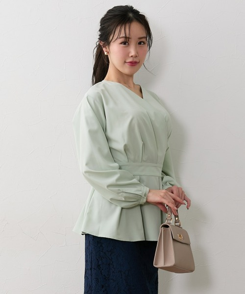 Nissen glamor(ニッセングラマー)の「【大きい胸専用】カシュクール風ブラウス(シャツ/ブラウス・レディース・ピンク/ネイビー/ライトグリーン・3L/LL/L/M/S)」の9枚目の写真