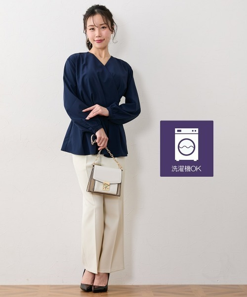 Nissen glamor(ニッセングラマー)の「【大きい胸専用】カシュクール風ブラウス(シャツ/ブラウス・レディース・ピンク/ネイビー/ライトグリーン・3L/LL/L/M/S)」の22枚目の写真