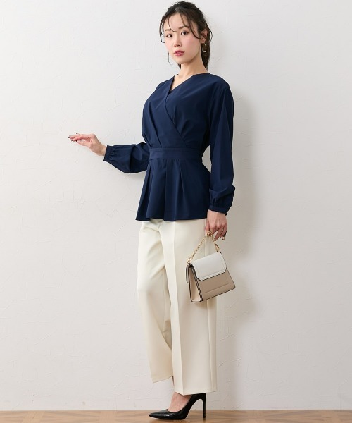 Nissen glamor(ニッセングラマー)の「【大きい胸専用】カシュクール風ブラウス(シャツ/ブラウス・レディース・ピンク/ネイビー/ライトグリーン・3L/LL/L/M/S)」の4枚目の写真