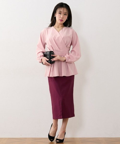 Nissen glamor(ニッセングラマー)の「【大きい胸専用】カシュクール風ブラウス(シャツ/ブラウス・レディース・ピンク/ネイビー/ライトグリーン・3L/LL/L/M/S)」の5枚目の写真