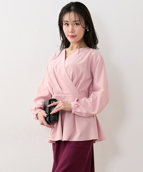 Nissen glamor(ニッセングラマー)の「【大きい胸専用】カシュクール風ブラウス(シャツ/ブラウス・レディース・ピンク/ネイビー/ライトグリーン・3L/LL/L/M/S)」の6枚目の写真