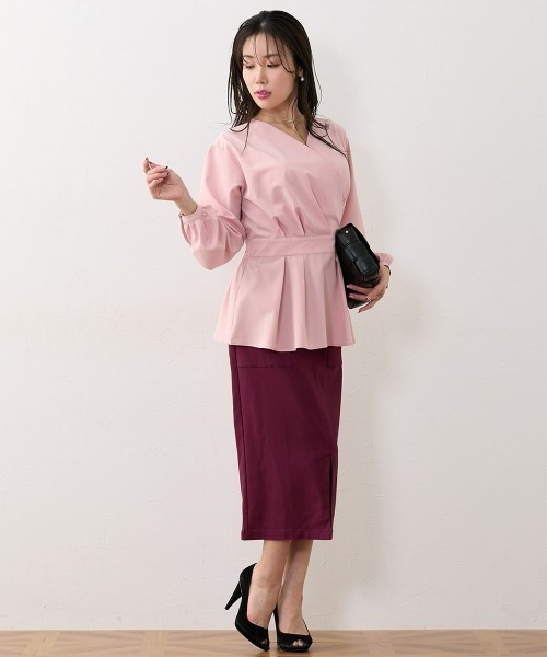 Nissen glamor(ニッセングラマー)の「【大きい胸専用】カシュクール風ブラウス(シャツ/ブラウス・レディース・ピンク/ネイビー/ライトグリーン・3L/LL/L/M/S)」の7枚目の写真