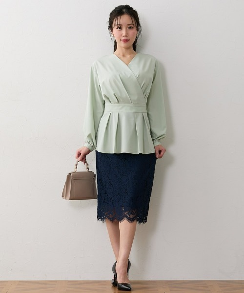 Nissen glamor(ニッセングラマー)の「【大きい胸専用】カシュクール風ブラウス(シャツ/ブラウス・レディース・ピンク/ネイビー/ライトグリーン・3L/LL/L/M/S)」の8枚目の写真