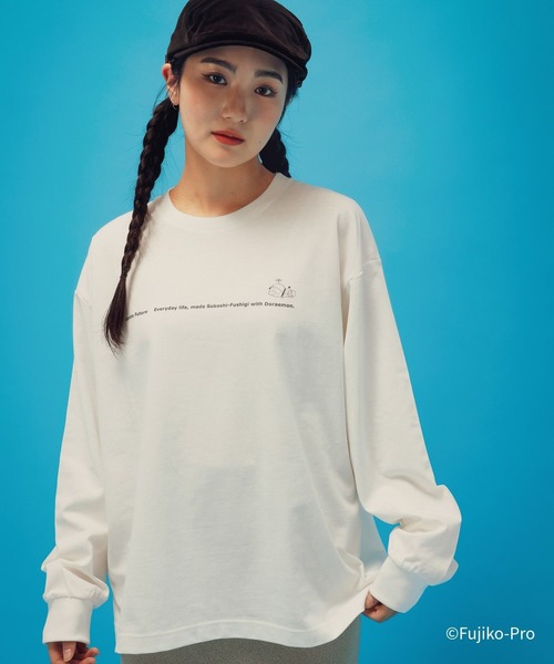 GLOBAL WORK(グローバルワーク)の「ドラえもん/ヘビロッTEE長袖/646963(Tシャツ/カットソー・メンズ・ダークグレー/ホワイト・MEDIUM/LARGE)」の4枚目の写真