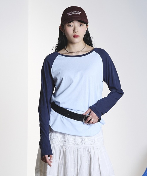 ROSE BUD(ローズバッド)の「COLOR BLOCK RAGLAN TEE(Tシャツ/カットソー・レディース・オフホワイト/ライトブルー・ONE SIZE)」の11枚目の写真