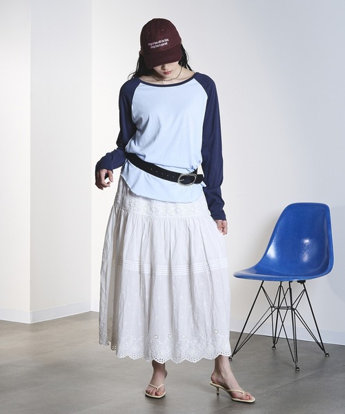 ROSE BUD(ローズバッド)の「COLOR BLOCK RAGLAN TEE(Tシャツ/カットソー・レディース・オフホワイト/ライトブルー・ONE SIZE)」の14枚目の写真