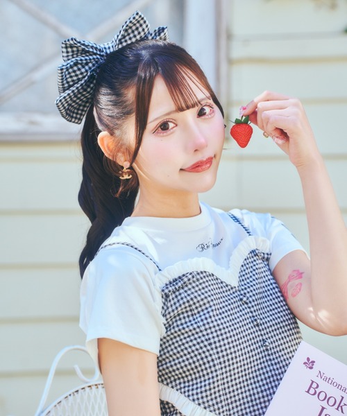 ReAmour(リアムール)の「ハート刺繍チビT(Tシャツ/カットソー・レディース・ブラック/ピンク・FREE)」の7枚目の写真
