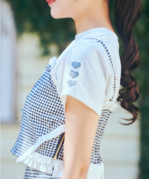 ReAmour(リアムール)の「ハート刺繍チビT(Tシャツ/カットソー・レディース・ブラック/ピンク・FREE)」の11枚目の写真