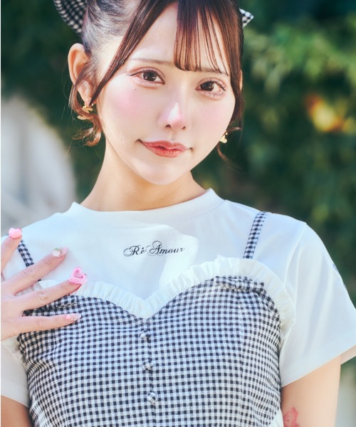ReAmour(リアムール)の「ハート刺繍チビT(Tシャツ/カットソー・レディース・ブラック/ピンク・FREE)」の12枚目の写真