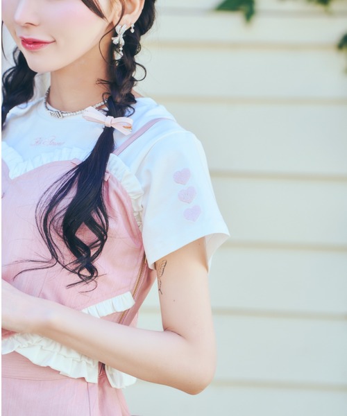 ReAmour(リアムール)の「ハート刺繍チビT(Tシャツ/カットソー・レディース・ブラック/ピンク・FREE)」の13枚目の写真