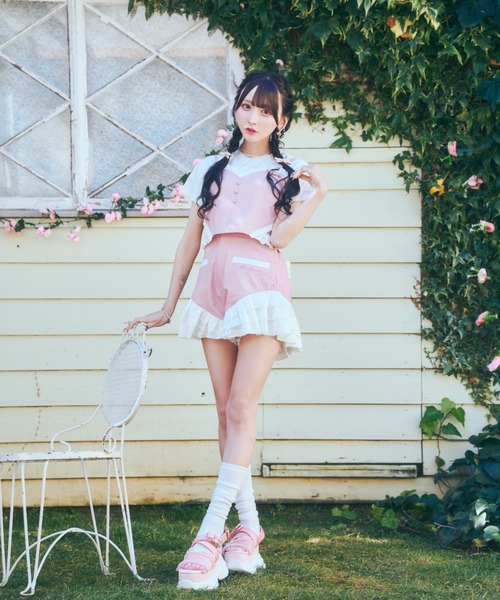 ReAmour(リアムール)の「ハート刺繍チビT(Tシャツ/カットソー・レディース・ブラック/ピンク・FREE)」の3枚目の写真