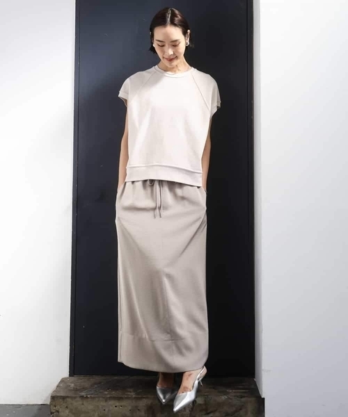MICHEL KLEIN(ミッシェル・クラン)の「オーガニックコットン フレンチスリーブプルオーバー(Tシャツ/カットソー・レディース・ライラック/ネイビー/ベージュ・38)」の16枚目の写真