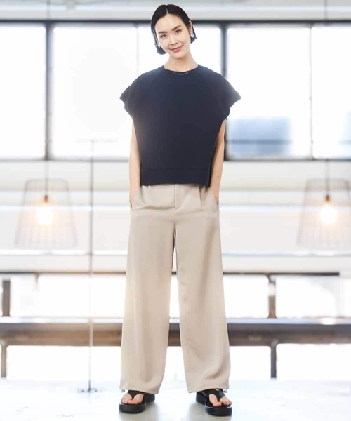 MICHEL KLEIN(ミッシェル・クラン)の「オーガニックコットン フレンチスリーブプルオーバー(Tシャツ/カットソー・レディース・ライラック/ネイビー/ベージュ・38)」の20枚目の写真