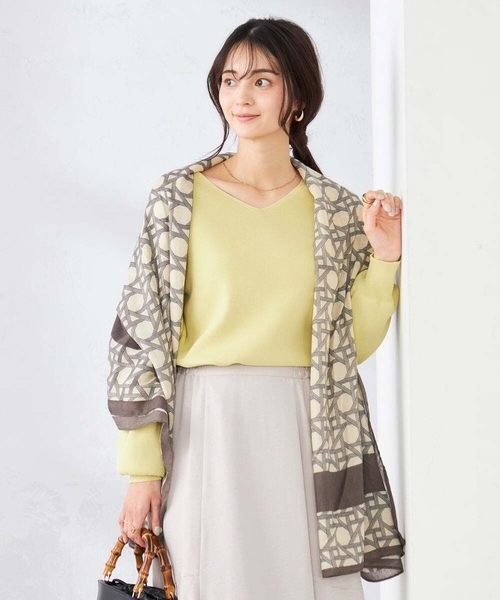 a.v.v（アーヴェヴェ）の「大判ストール（ストール/ショール・レディース・グレー/レッド・38）」の3枚目の写真