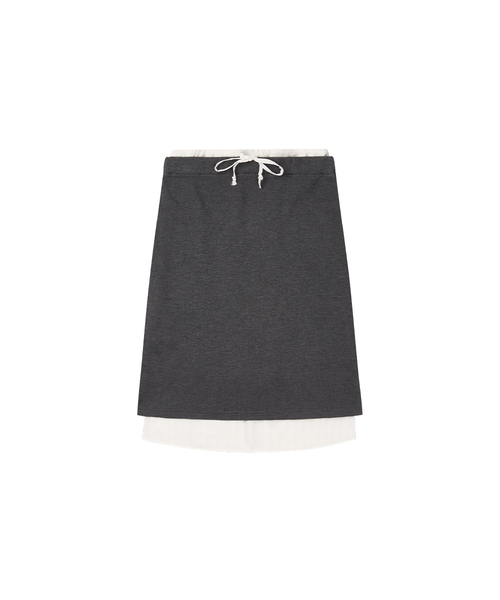 MUWM(ムウム)の「ダブルレイヤースカート Double Layer Skirts (チャコール)(スカート・レディース・チャコール・OS)」の1枚目の写真