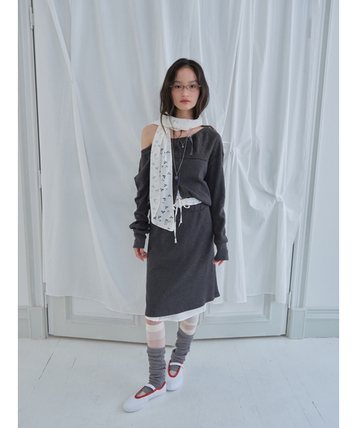 MUWM(ムウム)の「ダブルレイヤースカート Double Layer Skirts (チャコール)(スカート・レディース・チャコール・OS)」の6枚目の写真