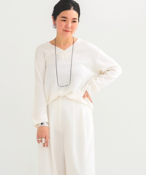 Demi-Luxe BEAMS(デミルクス ビームス)の「【5/14値下げ】コットンシルク Vネック プルオーバー(ニット/セーター・レディース・オフホワイト/ベージュ・ONE SIZE)」の8枚目の写真