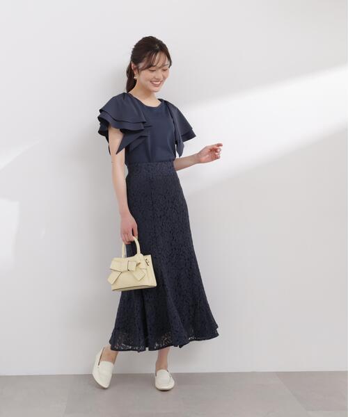 PROPORTION BODY DRESSING（プロポーションボディドレッシング）の「【加藤栞さん着用】＜セットアップ対応＞レースマーメイドスカート / 1216120404（スカート・レディース・ピンク/ホワイト系その他/ネイビー・MEDIUM/P/S）」の5枚目の写真