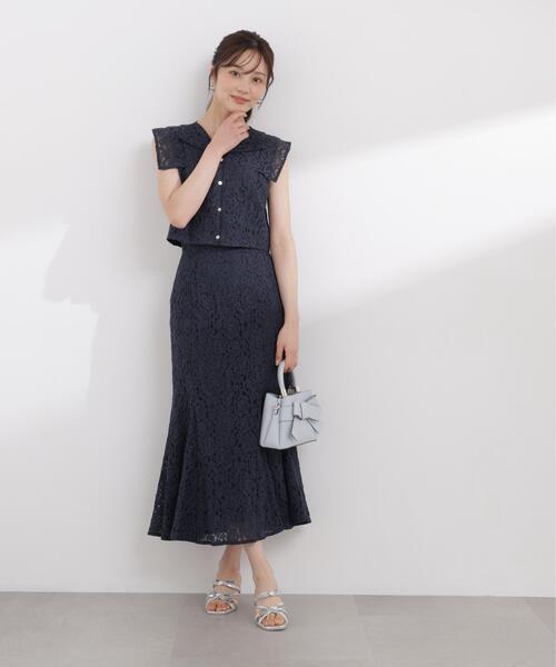 PROPORTION BODY DRESSING（プロポーションボディドレッシング）の「【加藤栞さん着用】＜セットアップ対応＞レースマーメイドスカート / 1216120404（スカート・レディース・ピンク/ホワイト系その他/ネイビー・MEDIUM/P/S）」の6枚目の写真