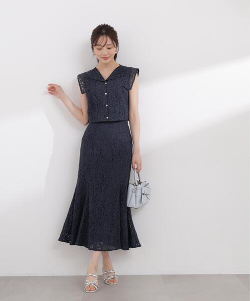 PROPORTION BODY DRESSING（プロポーションボディドレッシング）の「【加藤栞さん着用】＜セットアップ対応＞レースマーメイドスカート / 1216120404（スカート・レディース・ピンク/ホワイト系その他/ネイビー・MEDIUM/P/S）」の7枚目の写真