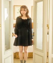 TITTY&CO.（ティティーアンドコー）の「ドット柄レースアップミニワンピース（ワンピース）」