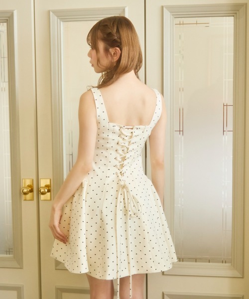 TITTY&CO.（ティティーアンドコー）の「ドット柄レースアップミニワンピース（ワンピース・レディース・ブラック/ホワイト・FREE）」の15枚目の写真