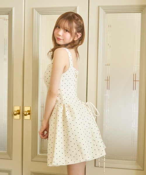 TITTY&CO.（ティティーアンドコー）の「ドット柄レースアップミニワンピース（ワンピース・レディース・ブラック/ホワイト・FREE）」の16枚目の写真