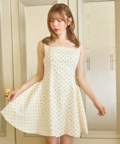 TITTY&CO.（ティティーアンドコー）の「ドット柄レースアップミニワンピース（ワンピース・レディース・ブラック/ホワイト・FREE）」の10枚目の写真