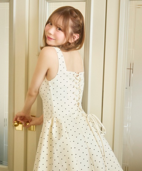 TITTY&CO.（ティティーアンドコー）の「ドット柄レースアップミニワンピース（ワンピース・レディース・ブラック/ホワイト・FREE）」の3枚目の写真