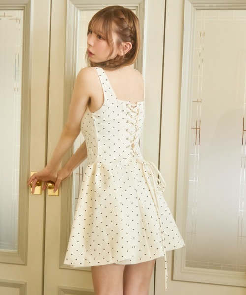 TITTY&CO.（ティティーアンドコー）の「ドット柄レースアップミニワンピース（ワンピース・レディース・ブラック/ホワイト・FREE）」の11枚目の写真