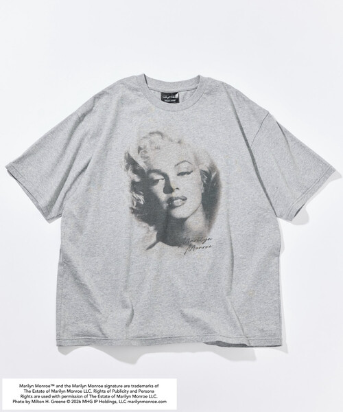 FREAK'S STORE(フリークスストア)の「マリリンモンロー フェイスクラック フォト Tシャツ(Tシャツ/カットソー・メンズ・ブラック/ホワイト/ライトグレー・LARGE/SMALL/MEDIUM)」の3枚目の写真