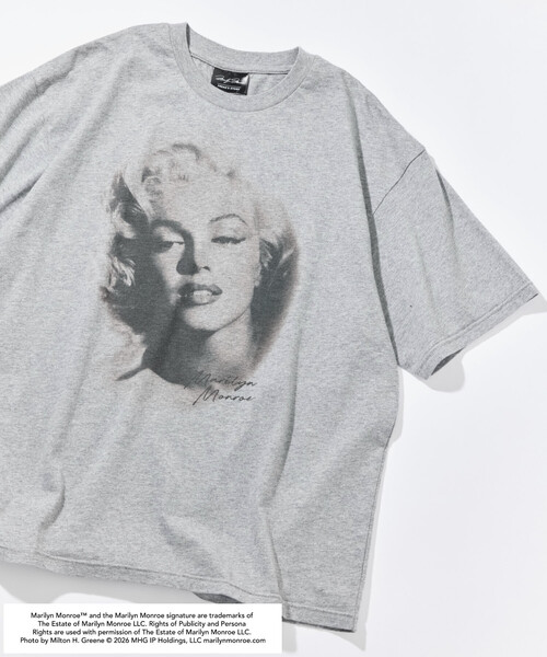 FREAK'S STORE(フリークスストア)の「マリリンモンロー フェイスクラック フォト Tシャツ(Tシャツ/カットソー・メンズ・ブラック/ホワイト/ライトグレー・LARGE/SMALL/MEDIUM)」の4枚目の写真
