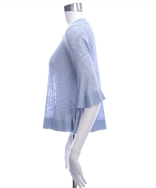 CLEAR BASIC（クリアベーシック）の「裾フリルビジューボタンシアーニットカーディガン［骨格ウェーブ/華奢見え/フレアシルエット/フェミニン］（カーディガン/ボレロ・レディース・ブラック/ピンクベージュ/アイボリー/ブルーグレー・F）」の8枚目の写真