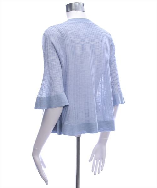 CLEAR BASIC（クリアベーシック）の「裾フリルビジューボタンシアーニットカーディガン［骨格ウェーブ/華奢見え/フレアシルエット/フェミニン］（カーディガン/ボレロ・レディース・ブラック/ピンクベージュ/アイボリー/ブルーグレー・F）」の9枚目の写真