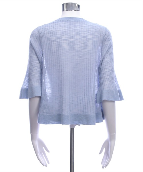 CLEAR BASIC（クリアベーシック）の「裾フリルビジューボタンシアーニットカーディガン［骨格ウェーブ/華奢見え/フレアシルエット/フェミニン］（カーディガン/ボレロ・レディース・ブラック/ピンクベージュ/アイボリー/ブルーグレー・F）」の10枚目の写真