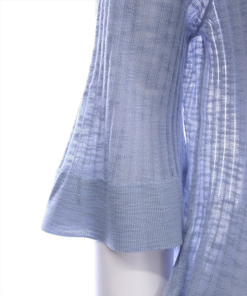 CLEAR BASIC（クリアベーシック）の「裾フリルビジューボタンシアーニットカーディガン［骨格ウェーブ/華奢見え/フレアシルエット/フェミニン］（カーディガン/ボレロ・レディース・ブラック/ピンクベージュ/アイボリー/ブルーグレー・F）」の12枚目の写真