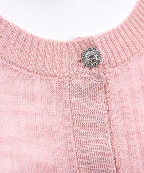 CLEAR BASIC（クリアベーシック）の「裾フリルビジューボタンシアーニットカーディガン［骨格ウェーブ/華奢見え/フレアシルエット/フェミニン］（カーディガン/ボレロ・レディース・ブラック/ピンクベージュ/アイボリー/ブルーグレー・F）」の15枚目の写真