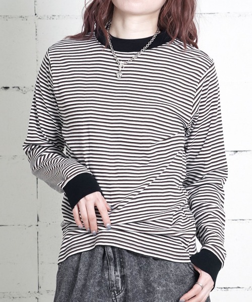 MILLER(ミラー)の「"02"≪Robert P. Miller≫パックT パネルリブ 長袖 Tシャツ(Tシャツ/カットソー・メンズ・ブラック/ブラック×グレー/グレー/ブラウン系1/オフホワイト・XL/L/M)」の5枚目の写真