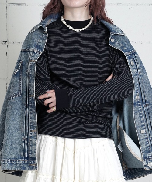 MILLER(ミラー)の「"02"≪Robert P. Miller≫パックT パネルリブ 長袖 Tシャツ(Tシャツ/カットソー・メンズ・ブラック/ブラック×グレー/グレー/ブラウン系1/オフホワイト・XL/L/M)」の3枚目の写真
