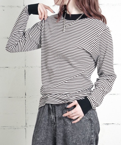 MILLER(ミラー)の「"02"≪Robert P. Miller≫パックT パネルリブ 長袖 Tシャツ(Tシャツ/カットソー・メンズ・ブラック/ブラック×グレー/グレー/ブラウン系1/オフホワイト・XL/L/M)」の10枚目の写真