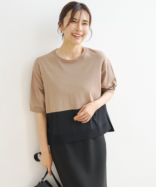 UNFILO（アンフィーロ）の「【新色追加】スゴ機能美ニット ハーフスリーブ（ニット/セーター・レディース・レッド系1/ホワイト系1/ネイビー系3/ベージュ系/ダークブラウン系/スカイブルー系/ブラック系3/ブルー系/ブラック系4・SMALL/MEDIUM）」の4枚目の写真