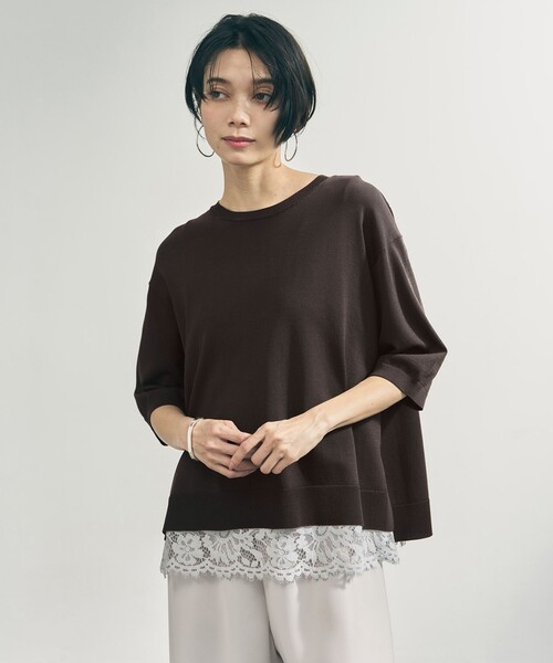 UNFILO（アンフィーロ）の「【新色追加】スゴ機能美ニット ハーフスリーブ（ニット/セーター・レディース・レッド系1/ホワイト系1/ネイビー系3/ベージュ系/ダークブラウン系/スカイブルー系/ブラック系3/ブルー系/ブラック系4・SMALL/MEDIUM）」の5枚目の写真