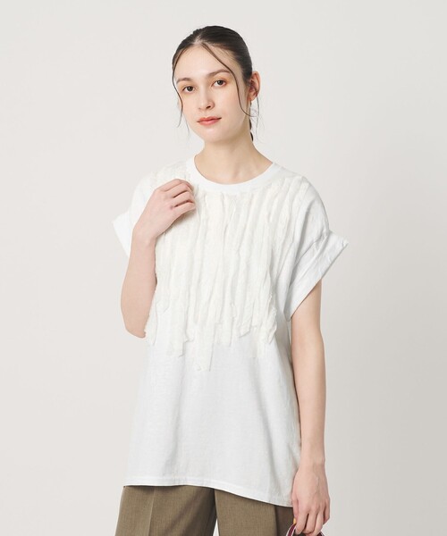 dahl'ia(ダリア)の「【WEB限定】<dahl’ia>リメイク ショートスリーブ Tシャツ(Tシャツ/カットソー・レディース・ブラック/ダークブラウン/ホワイト・FREE)」の6枚目の写真