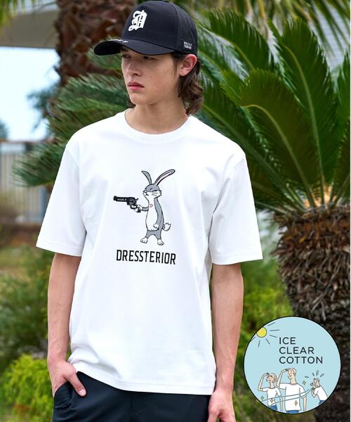 DRESSTERIOR(ドレステリア)の「【接触冷感/抗菌防臭/消臭】ICE CLEAR COTTON ガンラビットTシャツ(Tシャツ/カットソー・メンズ・ブラック/グリーン/ホワイト/スミクロ・90/91/92/94)」の1枚目の写真